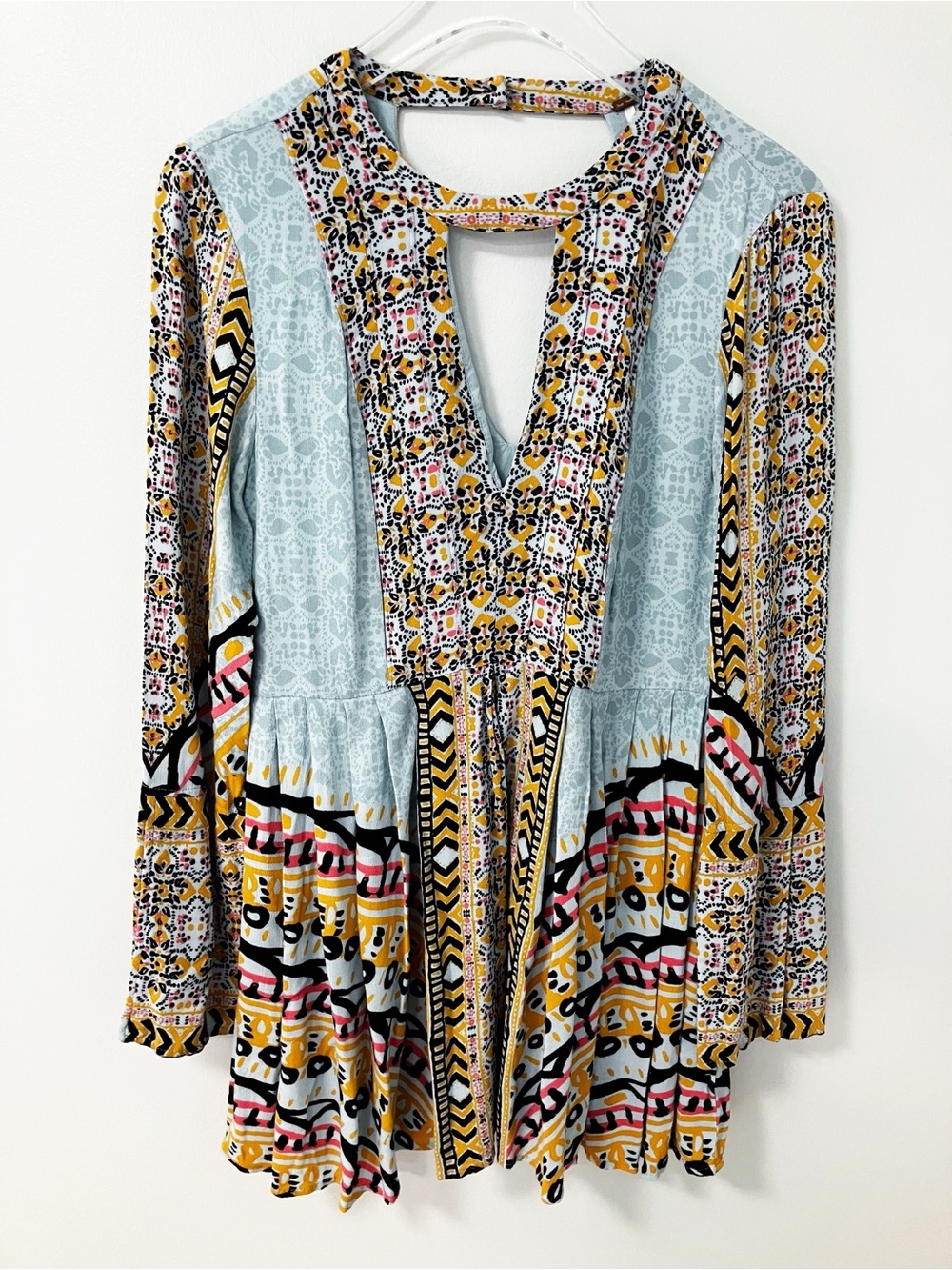 Free People | Multicolor Tegan Mini Dress 8 Artsy Aztec Boho Chic Flowy Summer